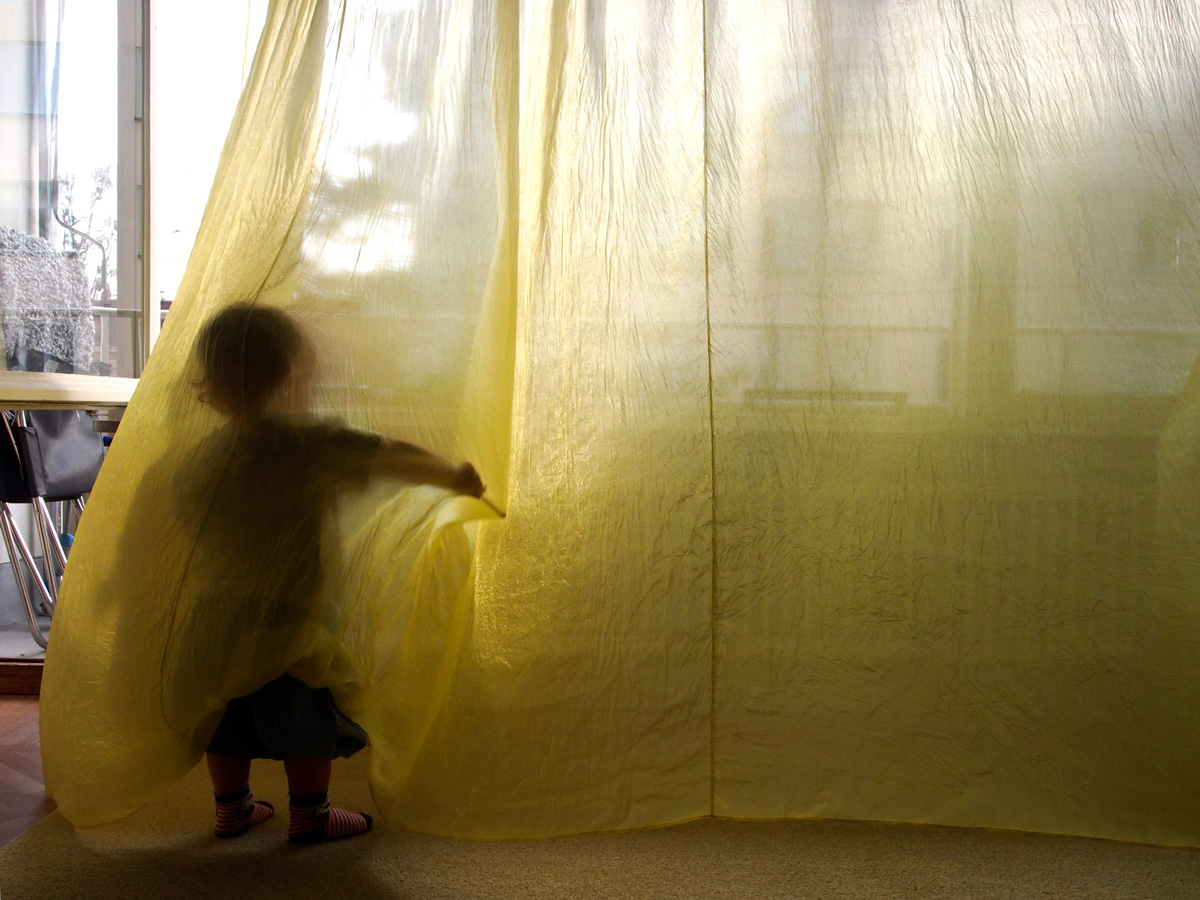 Yellow silk curtain