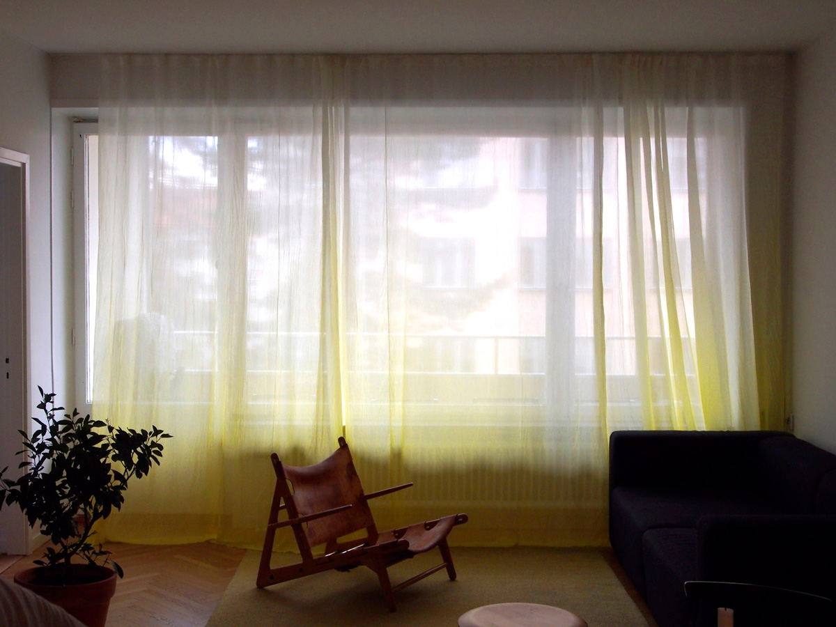 Yellow silk curtain