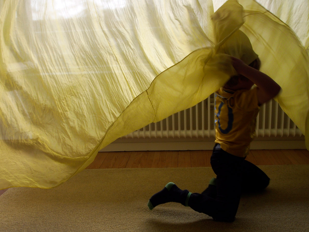 Yellow silk curtain